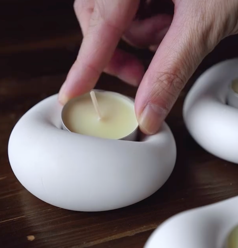 Artistic Sculpted : Tea-Light Candle Stand with Candles (Pack of 3)