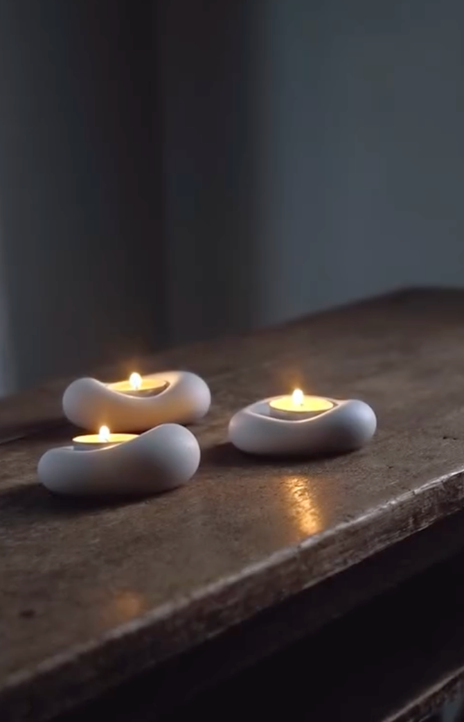 Artistic Sculpted : Tea-Light Candle Stand with Candles (Pack of 3)